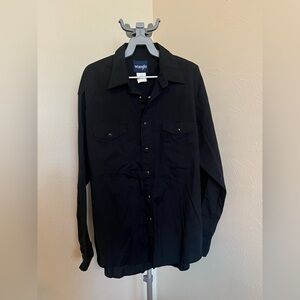 Wrangler 100% Cotton Black Pearl Snap Button Down Size Large